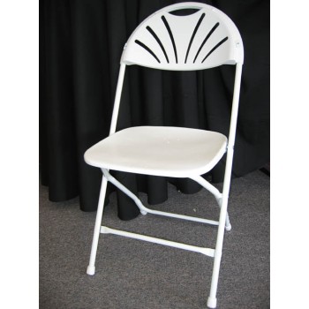 Fan Back White Folding Chair